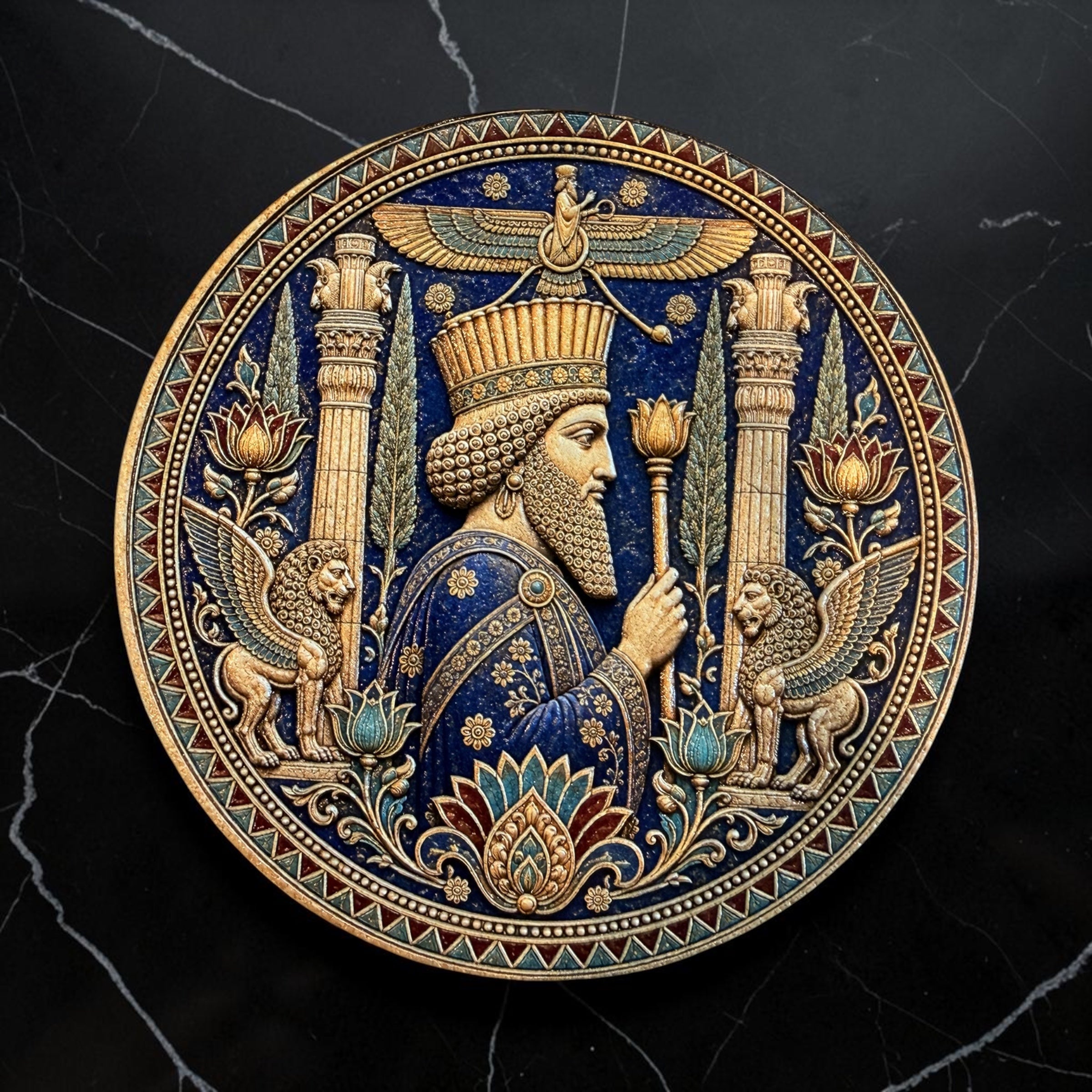 Ancient Persia Ceramic Coaster Set (Set of 4) | Premium UV Printed Art Coasters