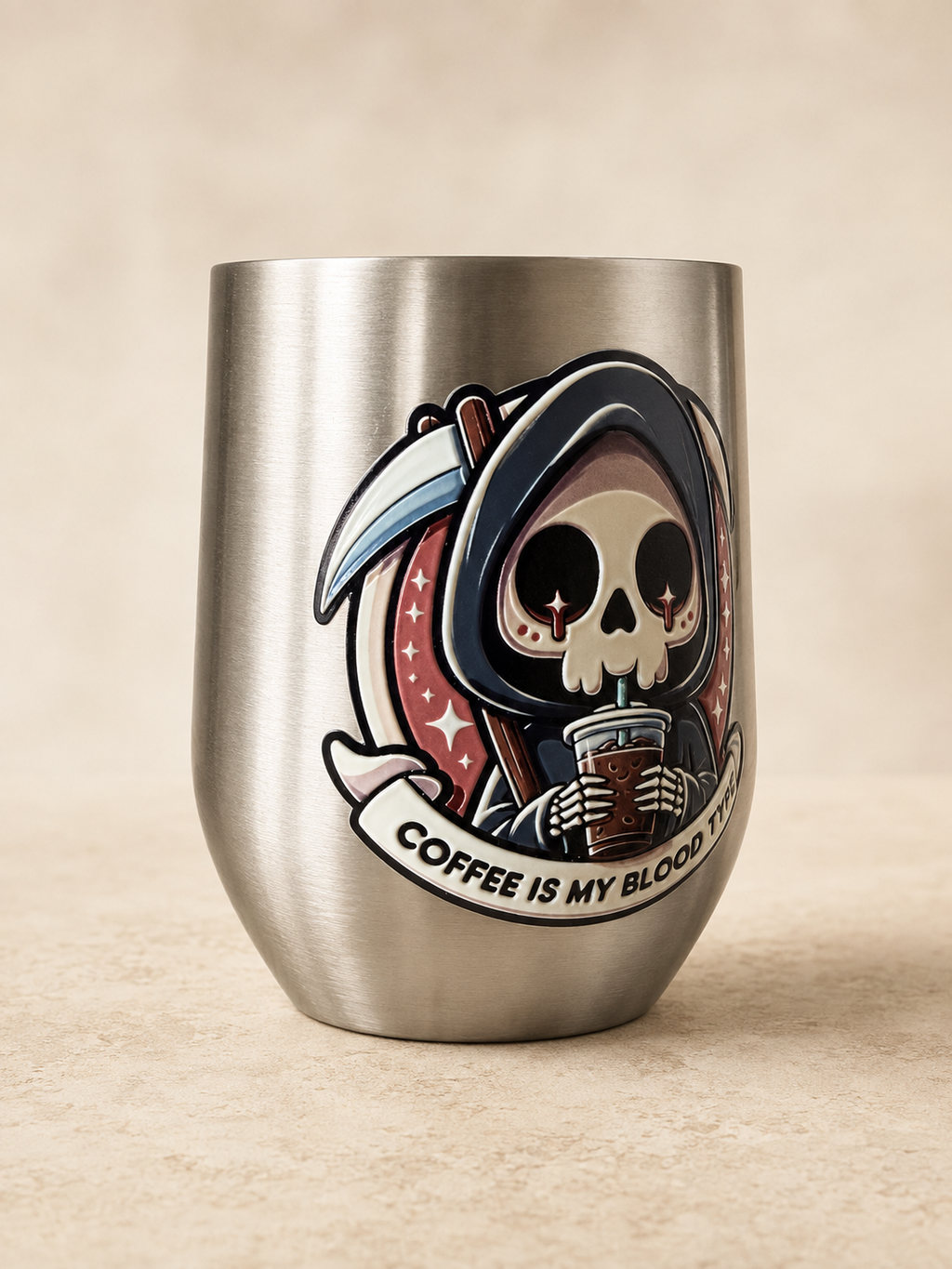 Coffee Is My Blood Type – Raised UV Printed Stainless Steel Tumbler