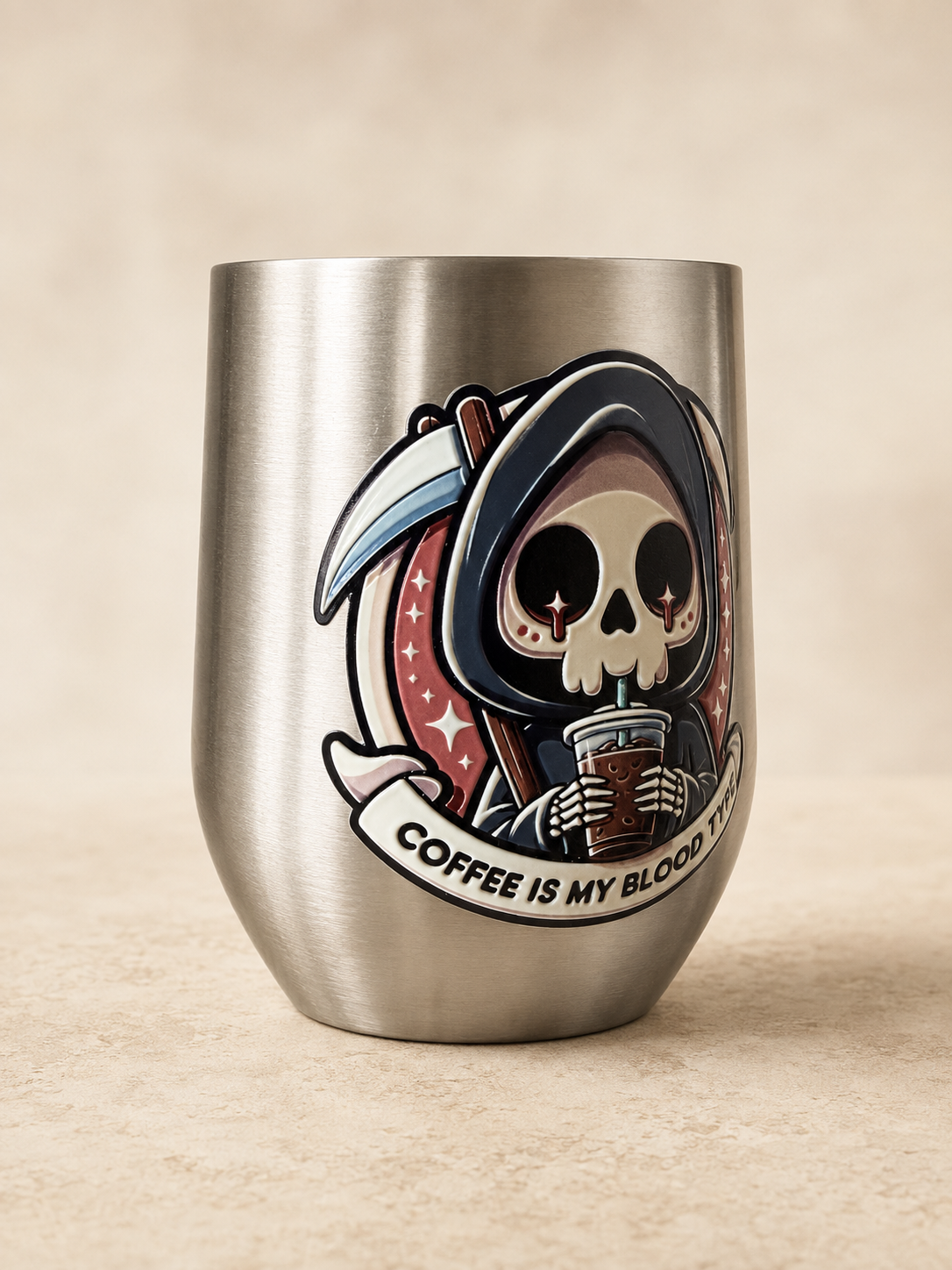 Coffee Is My Blood Type – Raised UV Printed Stainless Steel Tumbler