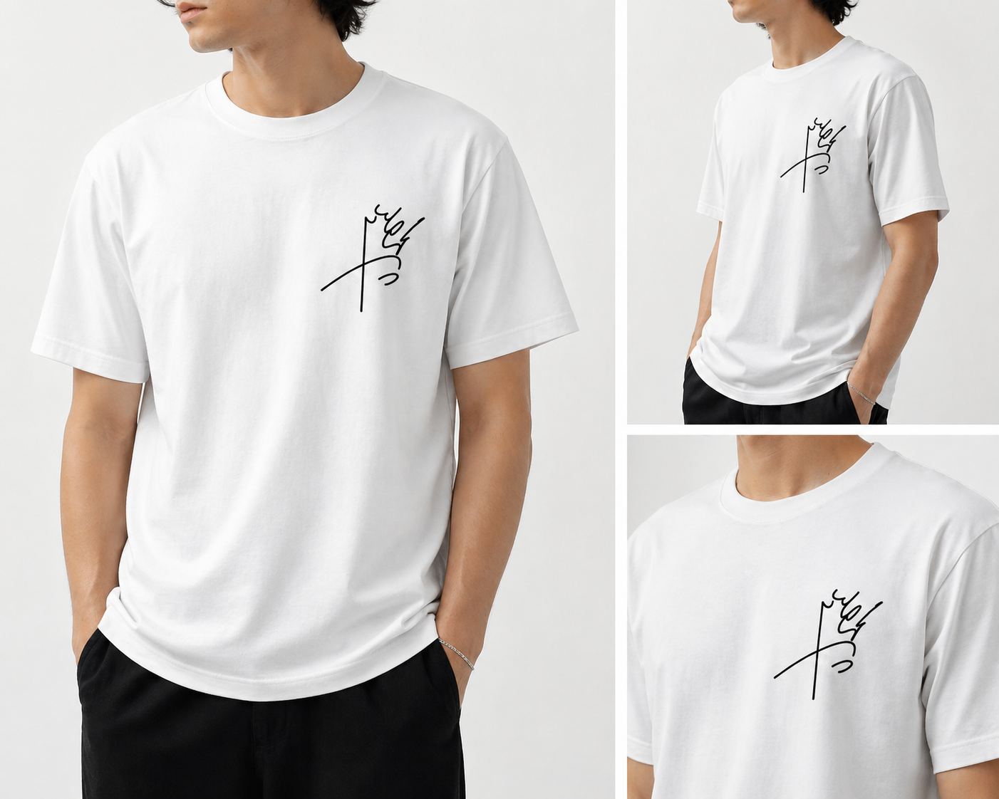 Minimal Persian Signature T-Shirt – Black Oversized Tee
