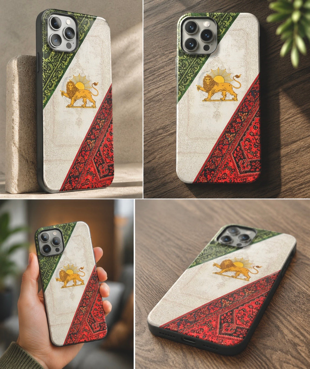 Persian Lion & Sun Textured iPhone Case