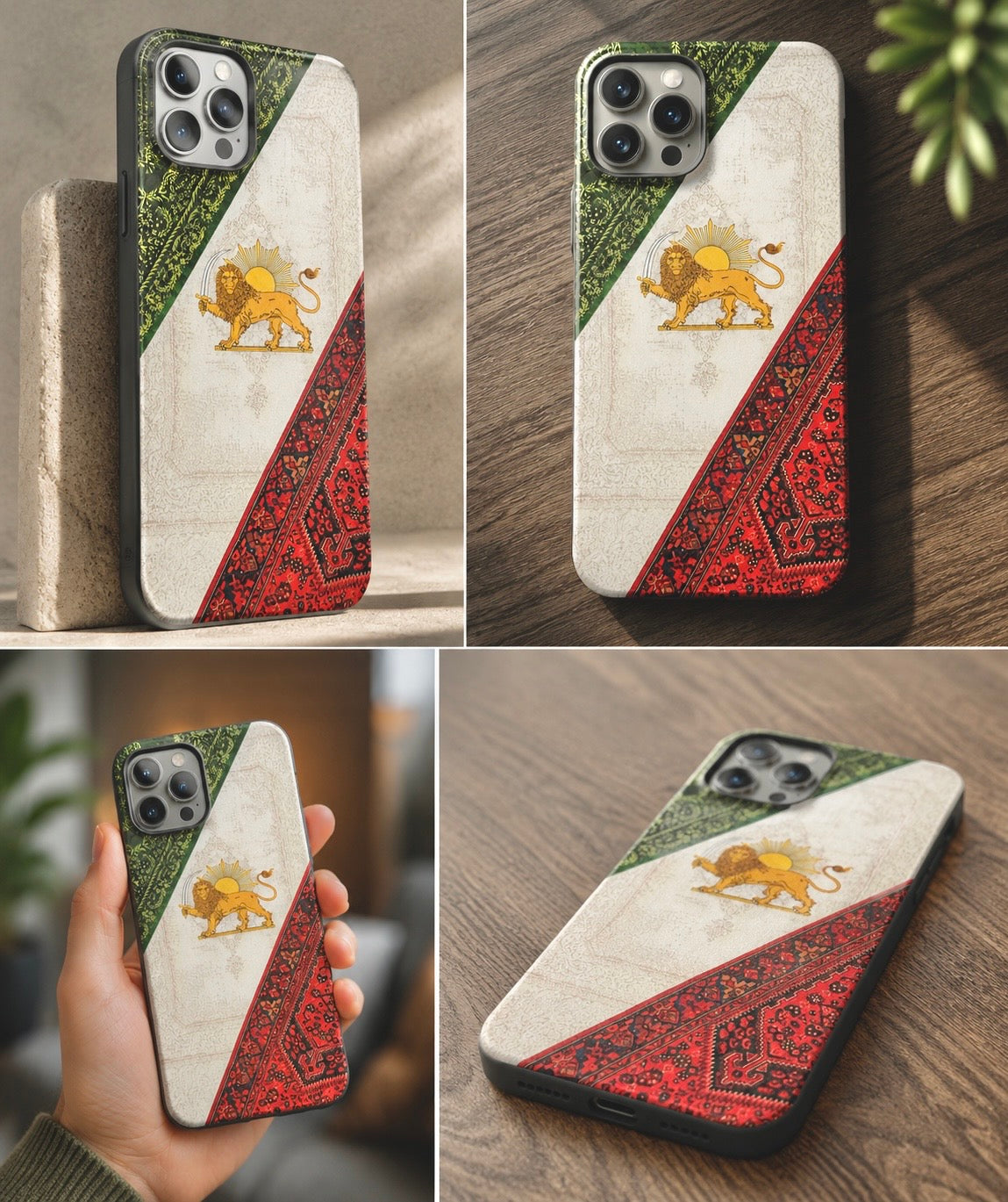 Persian Lion & Sun Textured iPhone Case