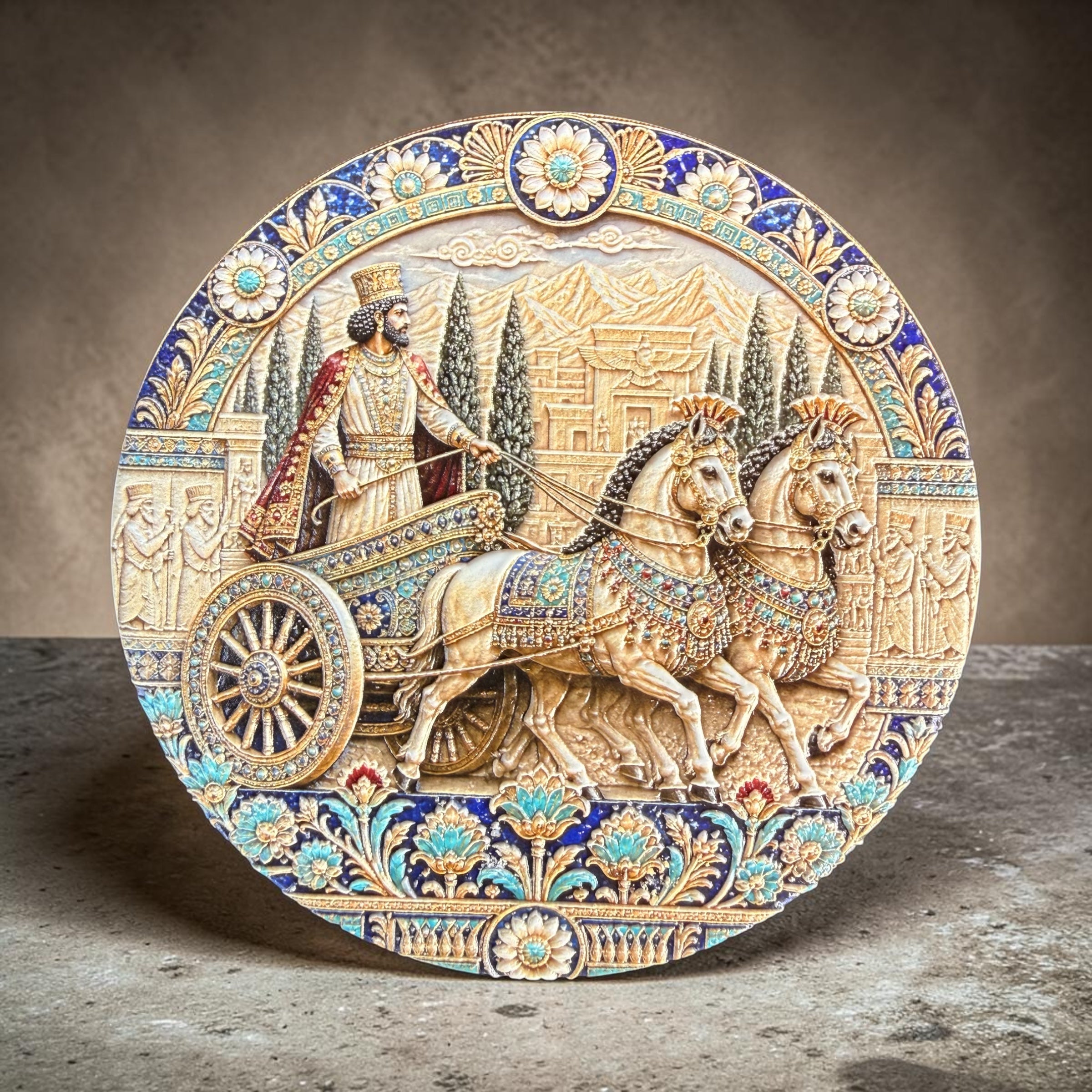 Ancient Persia & Shahnameh Raised Ceramic Coasters – Set of 4