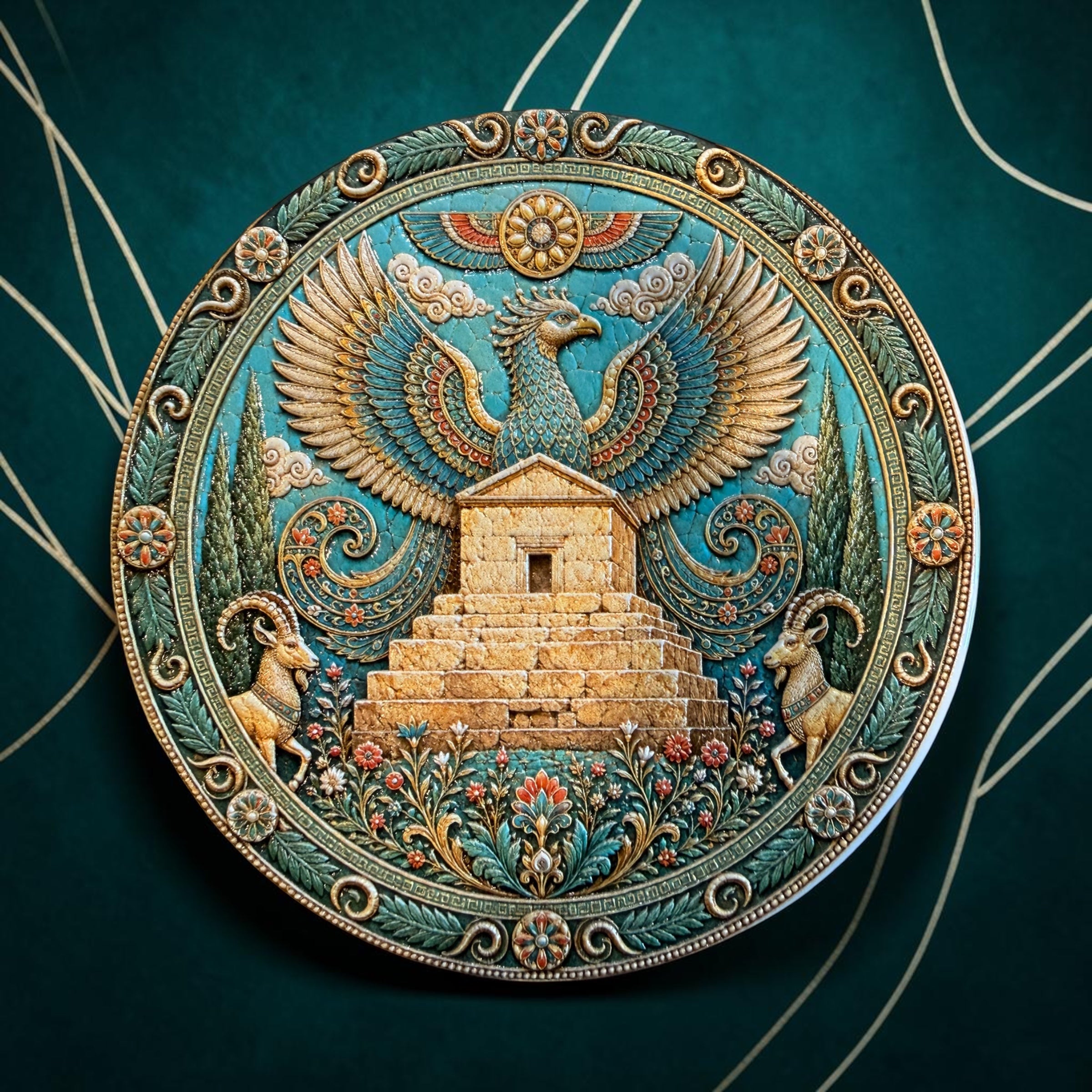 Ancient Persia Ceramic Coaster Set (Set of 4) | Premium UV Printed Art Coasters