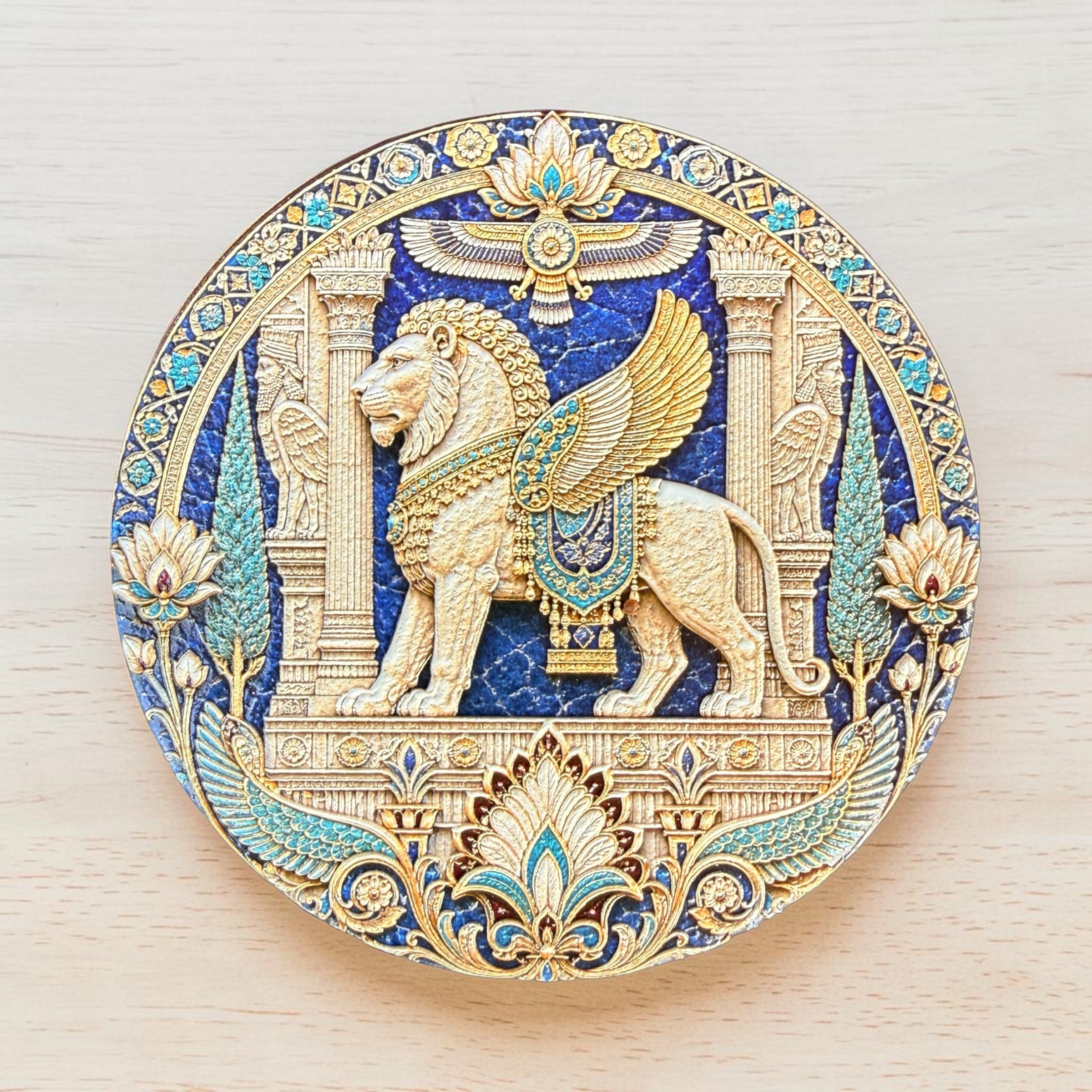 Ancient Persia & Shahnameh Raised Ceramic Coasters – Set of 4