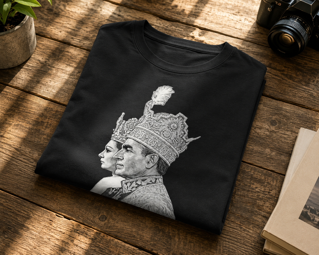 Imperial Pahlavi Portrait T-Shirt – Mohammad Reza Shah & Farah Pahlavi Vintage Persian Art Tee