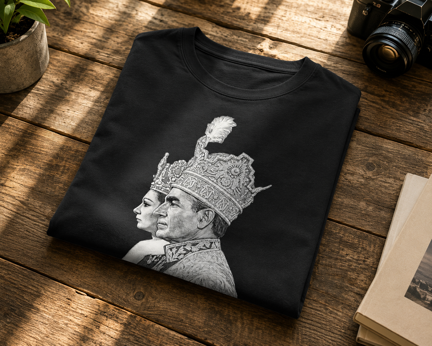 Imperial Pahlavi Portrait T-Shirt – Mohammad Reza Shah & Farah Pahlavi Vintage Persian Art Tee