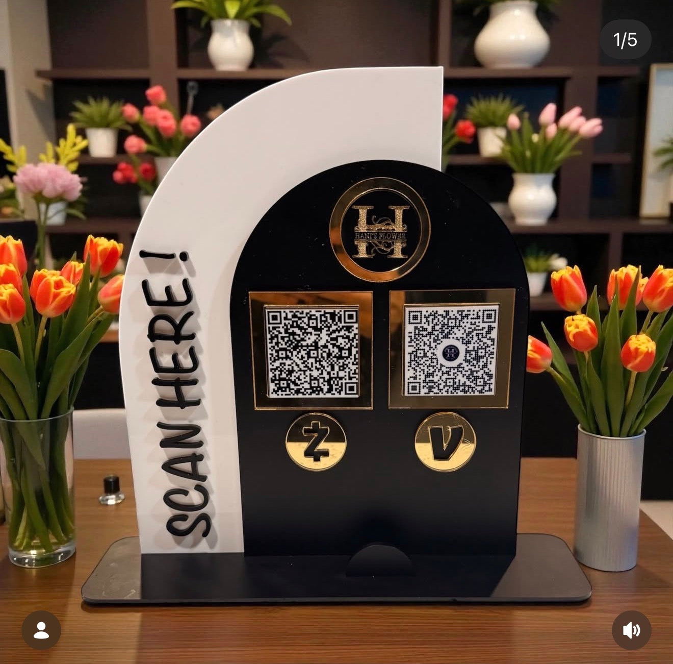 Custom Acrylic QR Code Payment Sign – Dual Arch Business Display