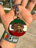 Persian Lion & Sun Wooden Acrylic Keychain – Iran Flag Keyring