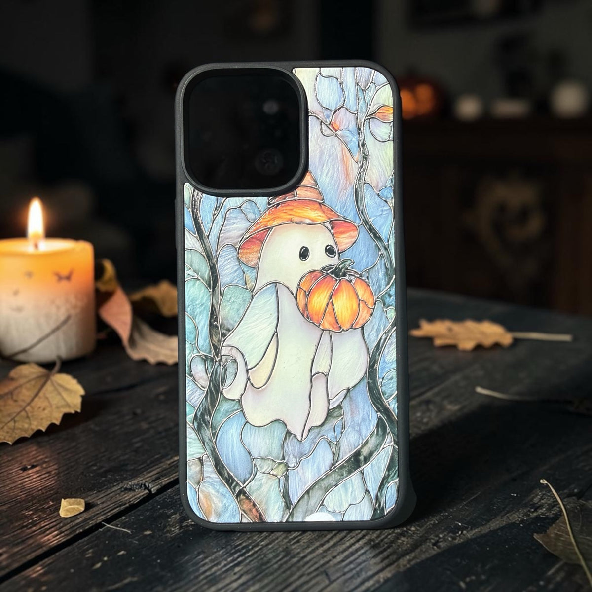 Ghost holding a pumpkin raised UV printed iPhone case