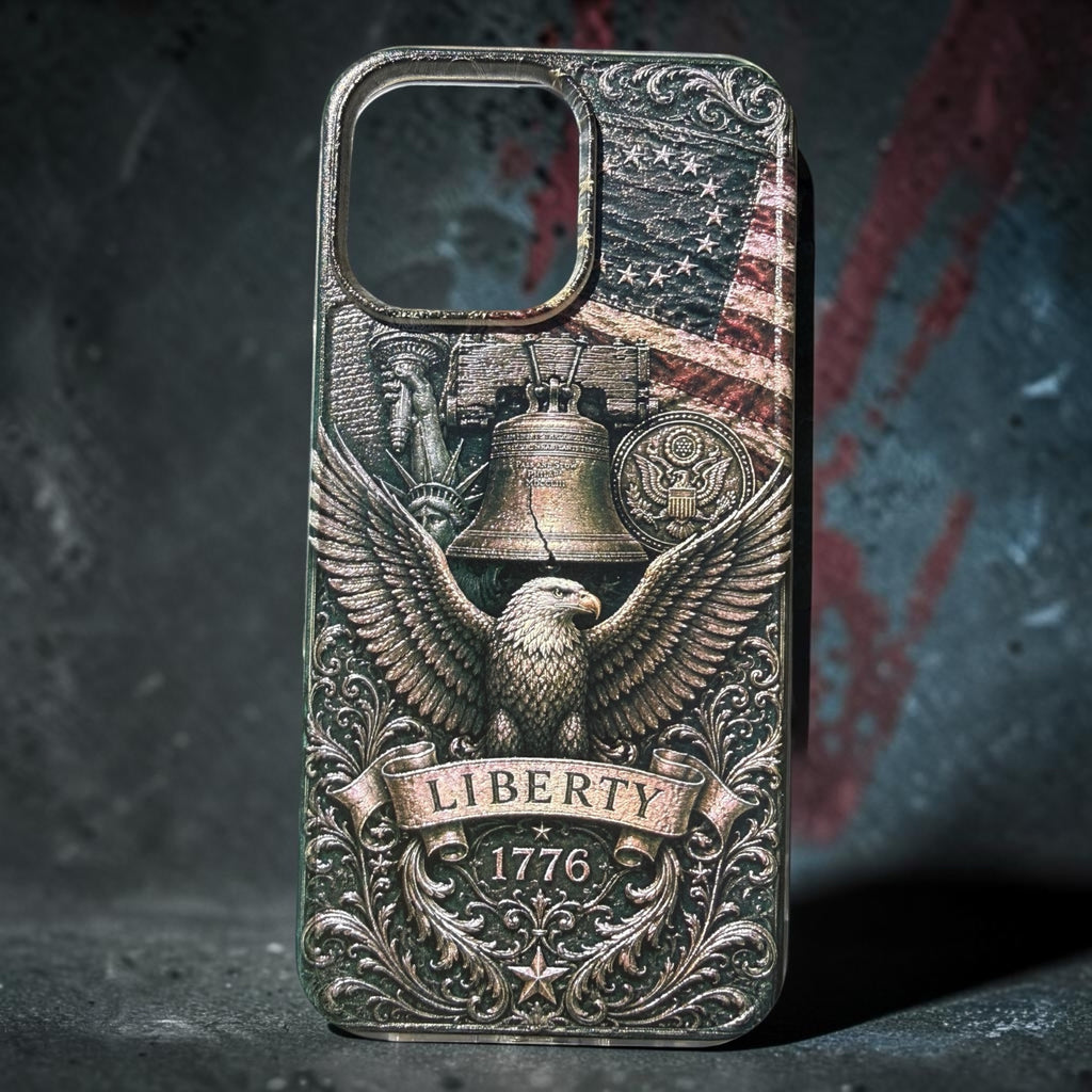 Liberty 1776 American eagle raised UV printed iPhone case