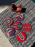 Persian rug wooden coasters set of 6 with holder