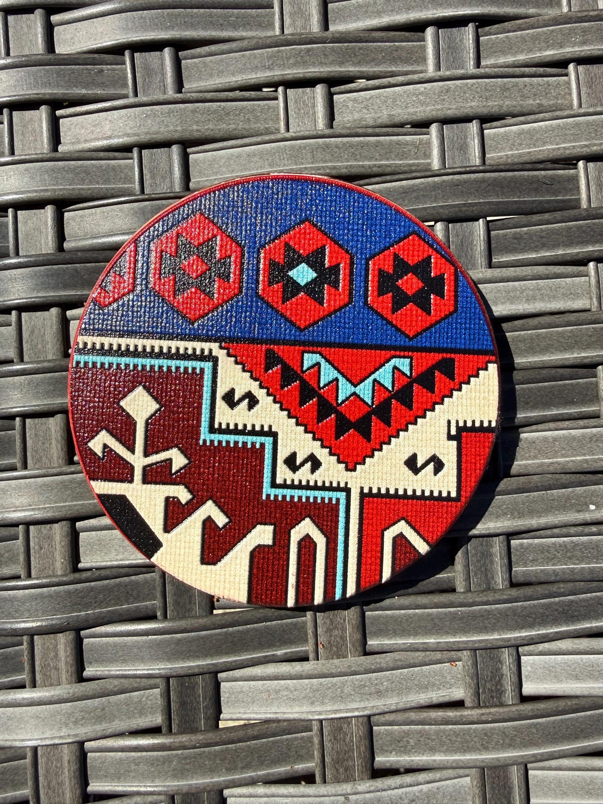 Persian rug wooden coaster set with holder - photo 2