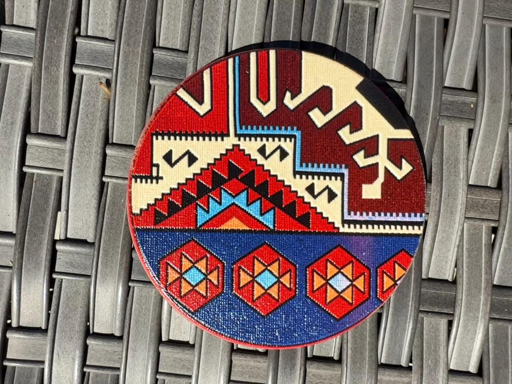 Persian rug wooden coaster set with holder - photo 5