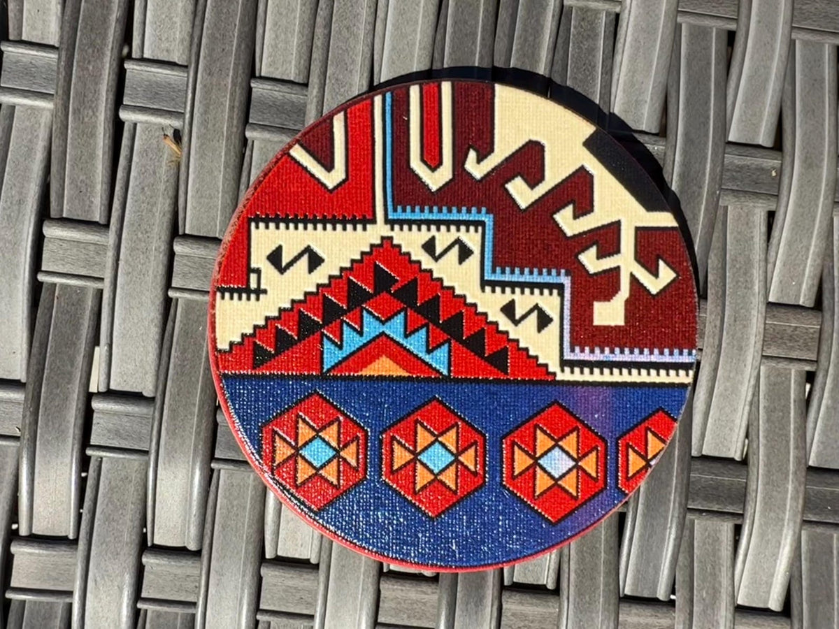 Persian rug wooden coaster set with holder - photo 5