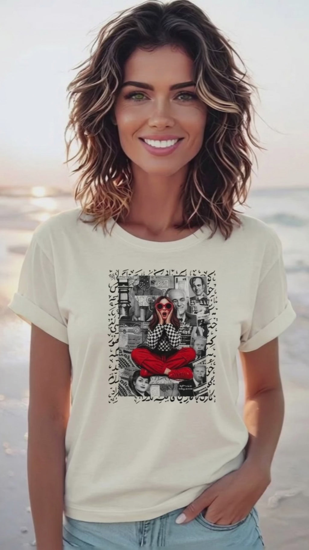 Persian Art Collage T-Shirt – Vintage Iran Inspired Design