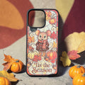 Tis the Season fall mouse iPhone case with pumpkins and autumn leaves